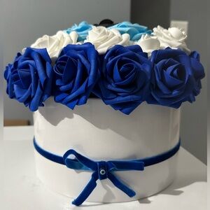 Evil Eye Flower Arrangement🧿 (Faux Flowers- Lifelike)💙🤍